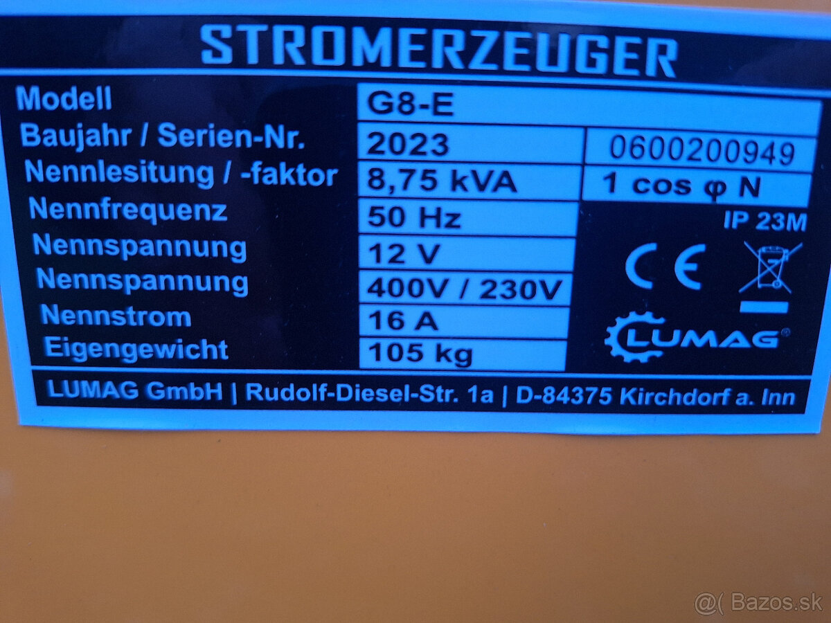 Ektrocentrála LUMAG G8E 8KW - 3