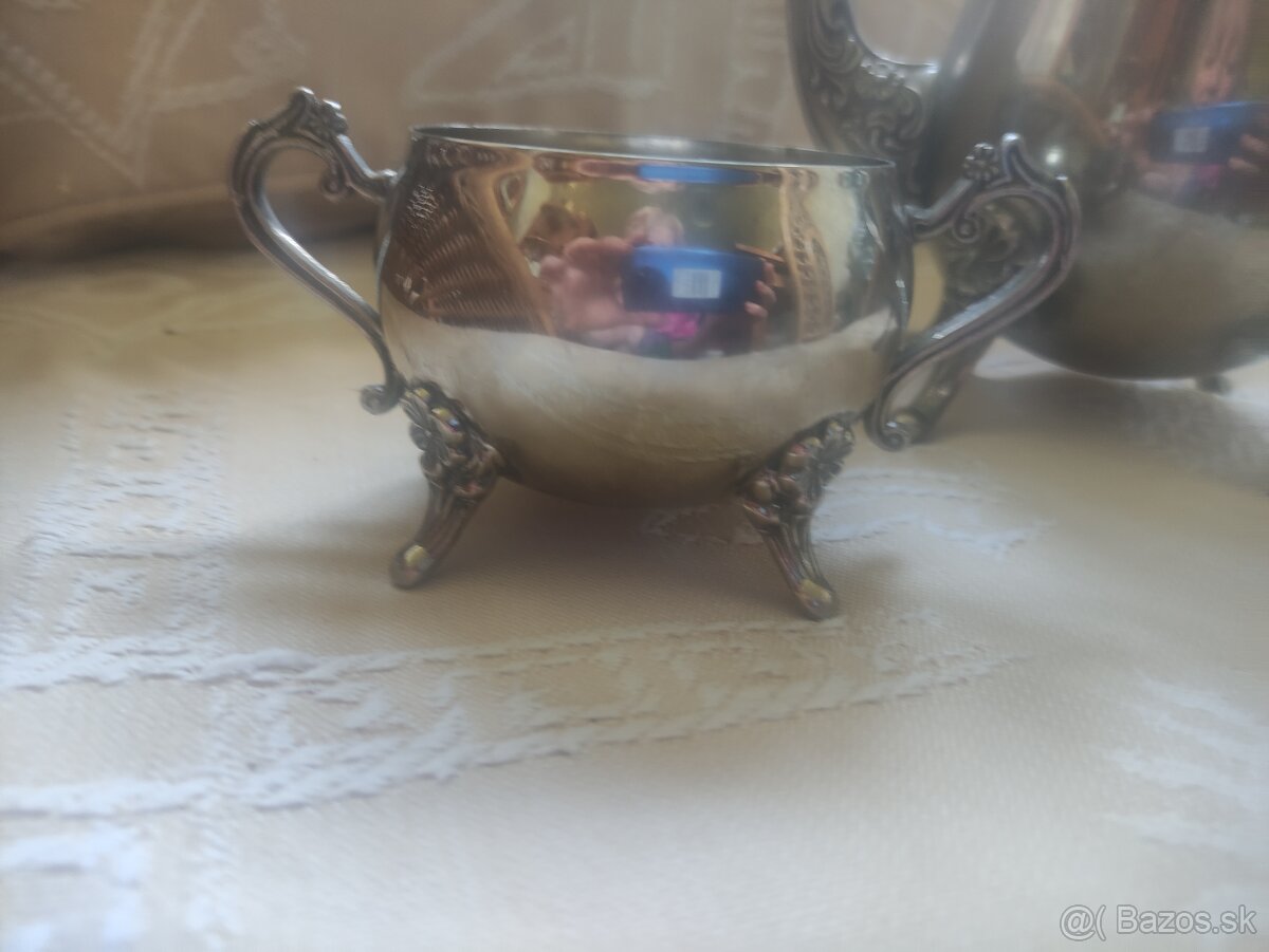 Predam postriebrenu kanvicu + cukornicku -starozitnost - 3