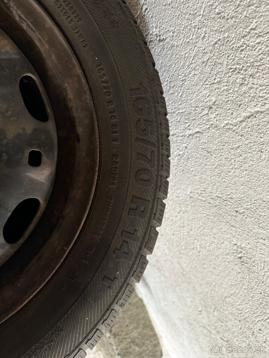 Plechove disky 5x100mm R14 so zimnými pneu. - 3