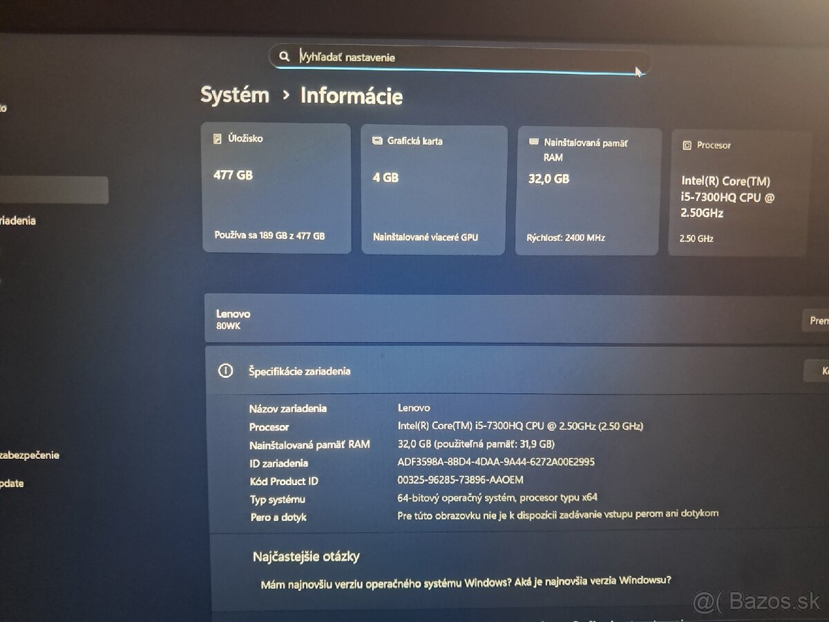 Predám notebook Lenovo - 3