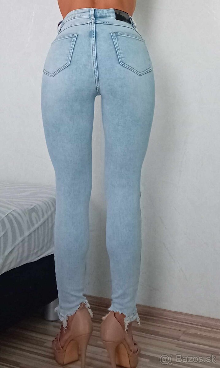 Nové dámske svetlomodré rifle, veľkosť XS - 3