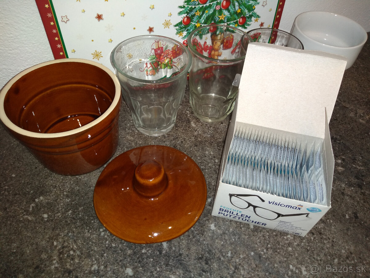 retro poháre čističe okuliarov keramická dóza šá s vrchnákom - 3