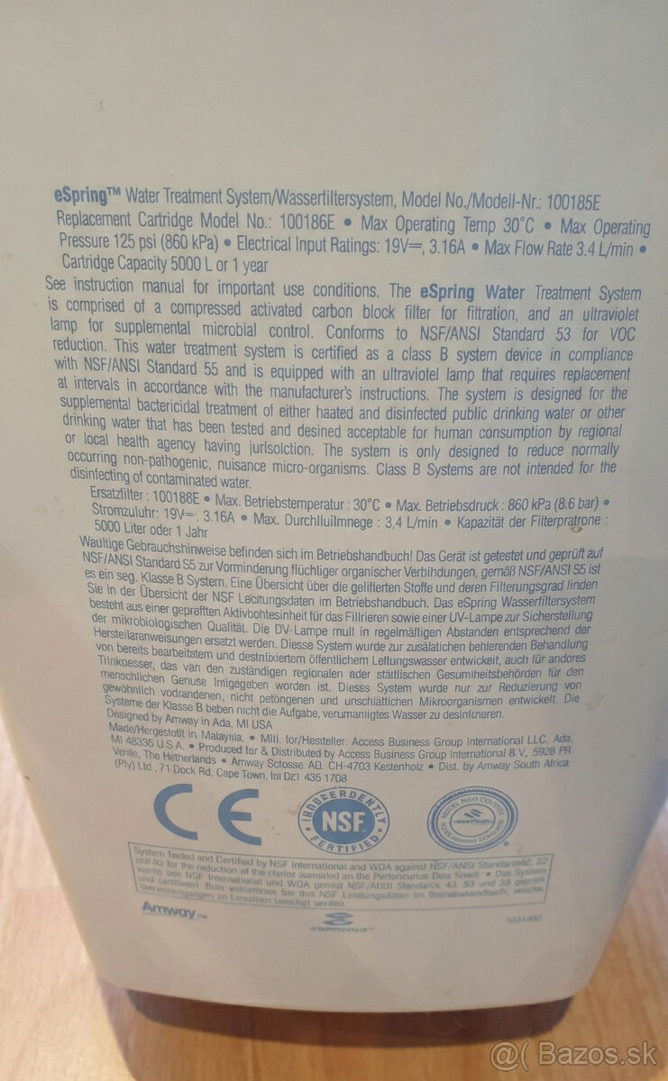 Predám špičkový vodný filter eSpring (Amway) s UV - 3