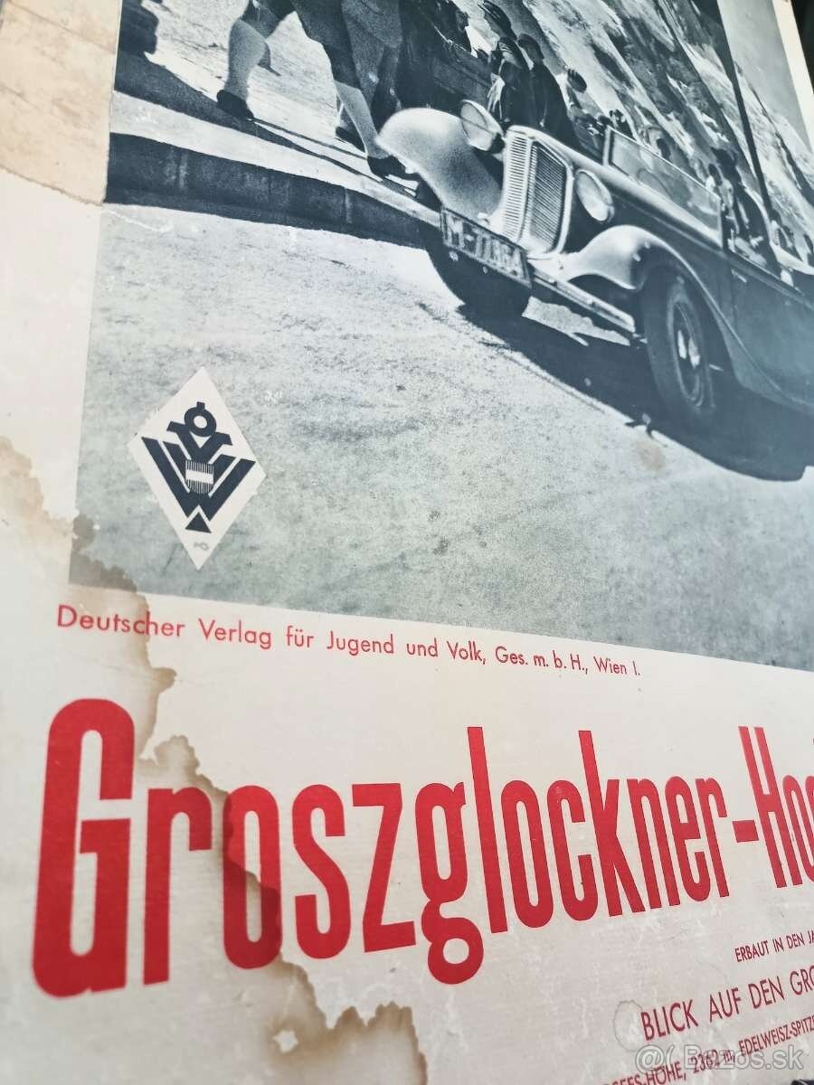 Plagát z cca 1930, Großglockner Hochalpenstraße, Alpy - 3