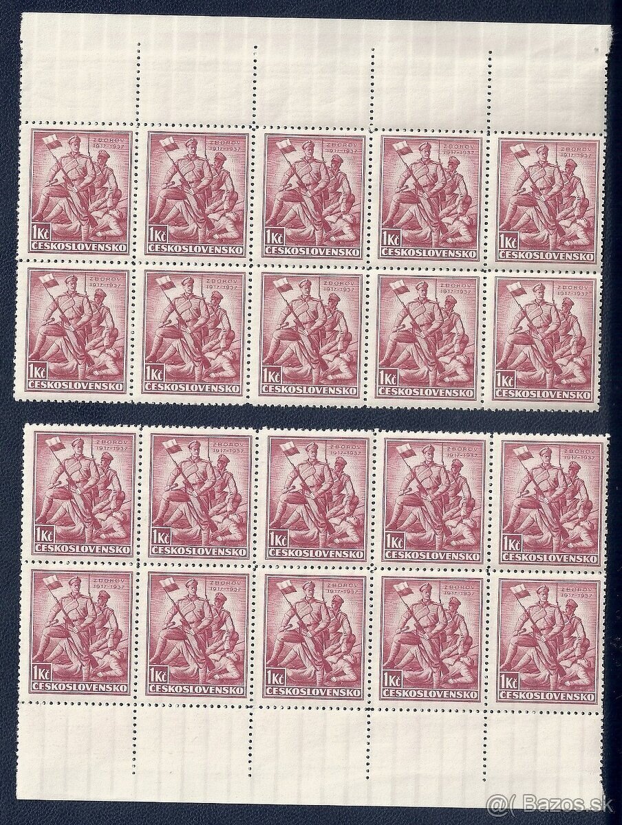 Známky, zbierka, bloky Zborov 1937, ČSR I - 3