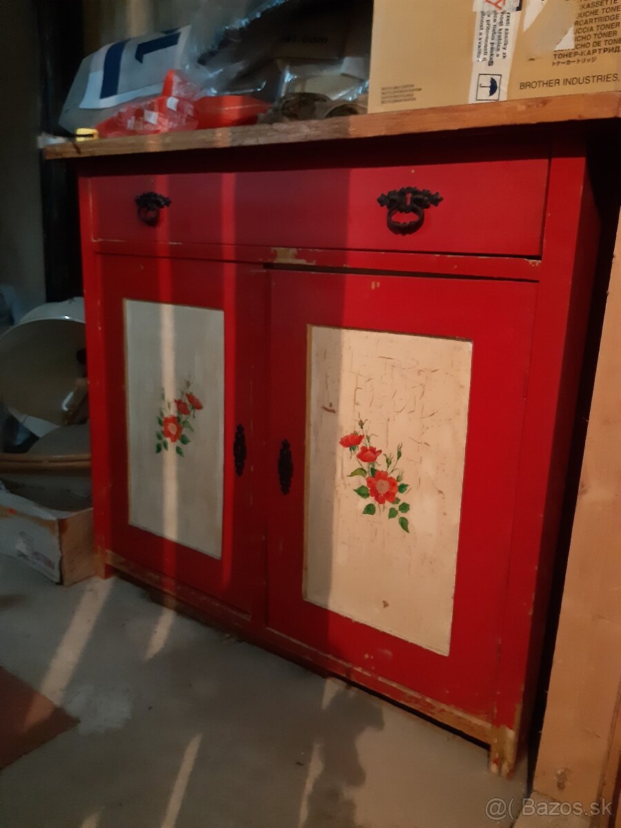 vintage kredenc, komoda, stolička - 3