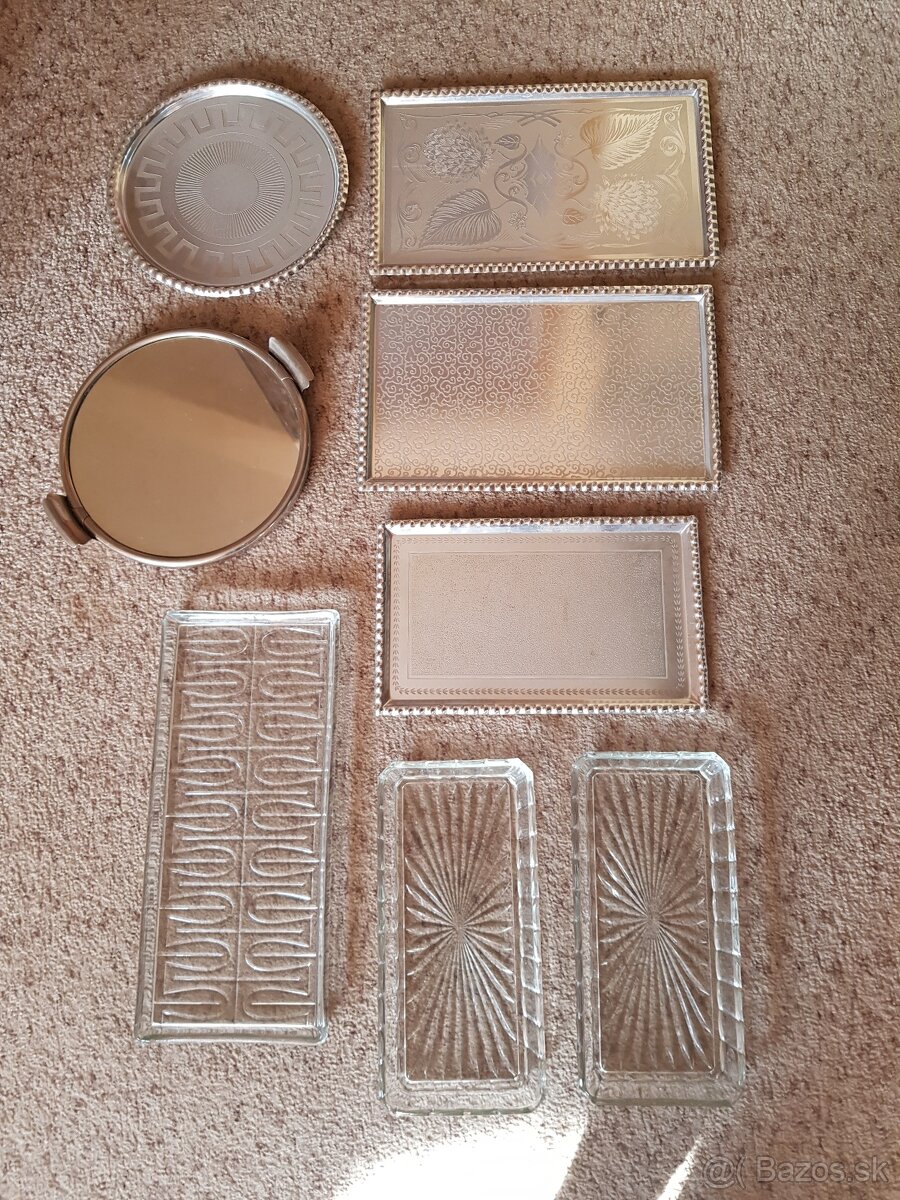 Retro sklenene tacky, podnosy - 3