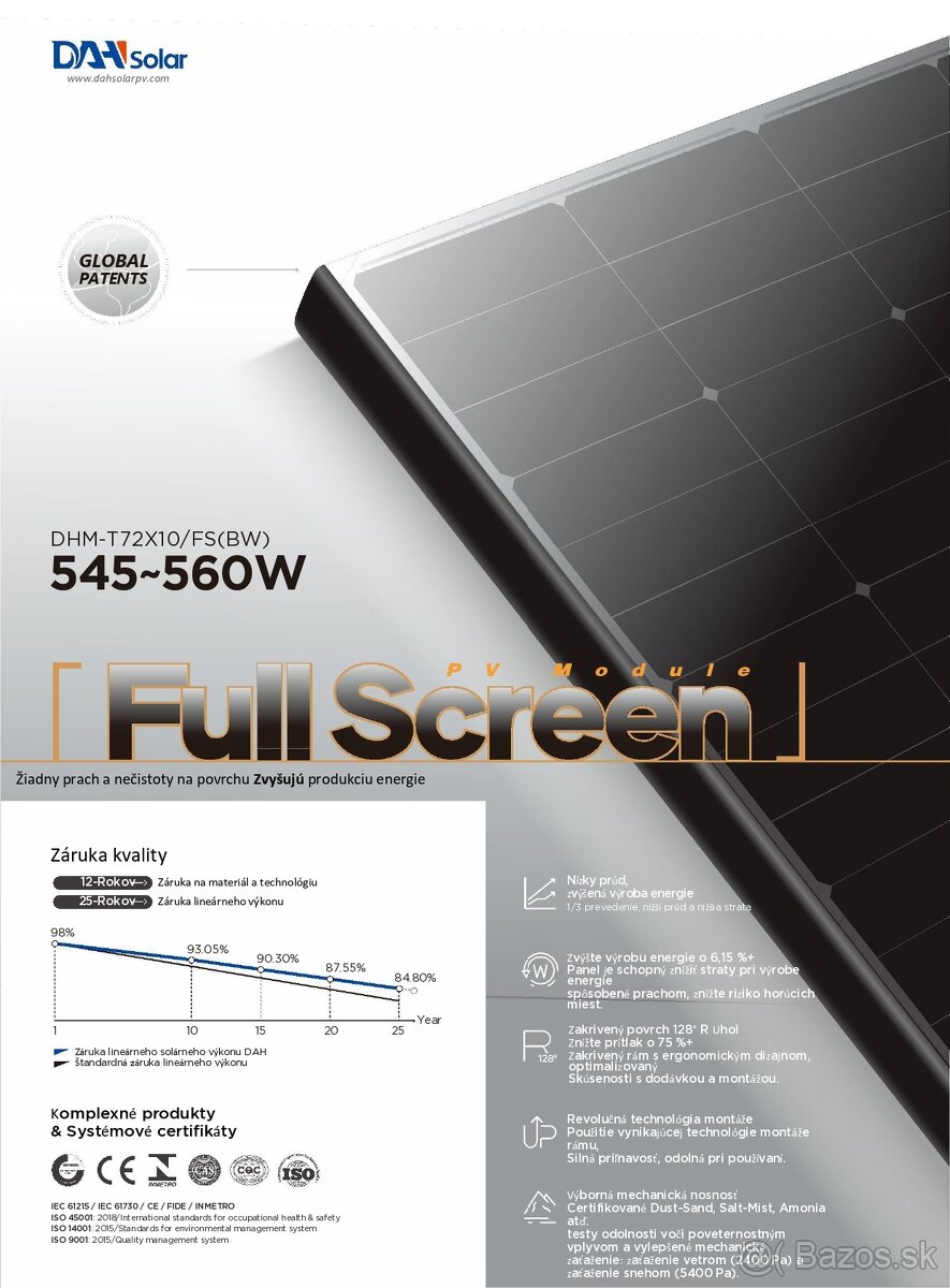 Fotovoltické panely DAH FS(BW) 550W 1/3 cell - 3