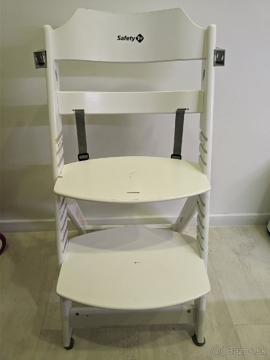 Detská jedálenská stolička Biela drevená - 3