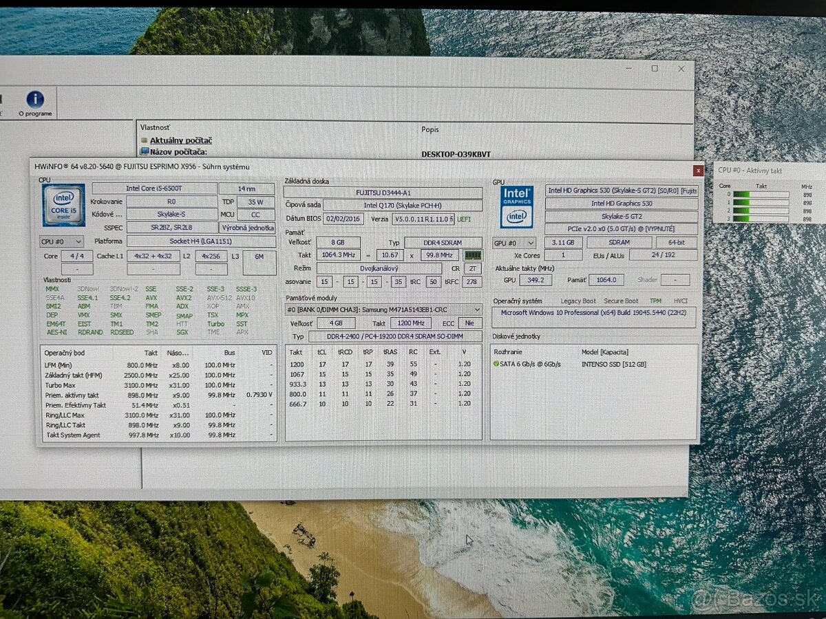 AIO Fujitsu Esprimo X956 / i5-6500T / 8 GB DDR4 / 512GB - 3