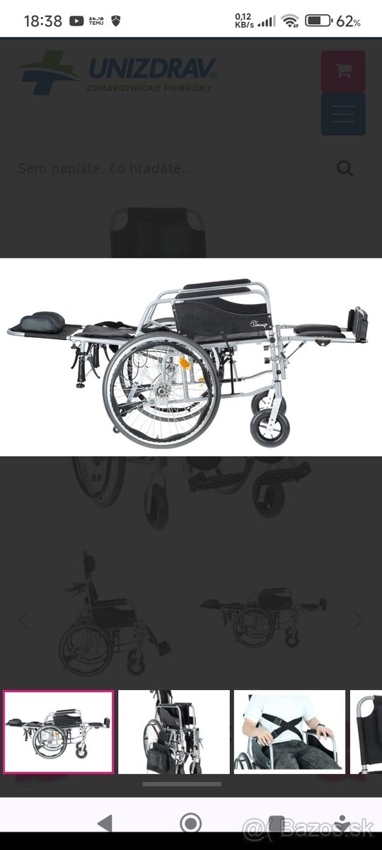 Polohovatelný invalidný vozík. - 3