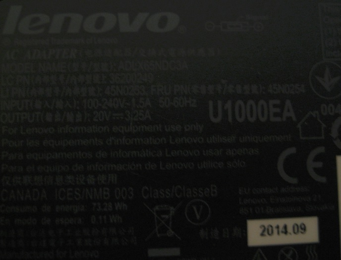 Nabíjačka LENOVO 65W 20V 3,25A hranata koncovka - 3