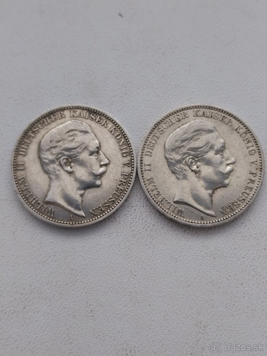 Mince Strieborne 3 a 5 marky nemecko - 3