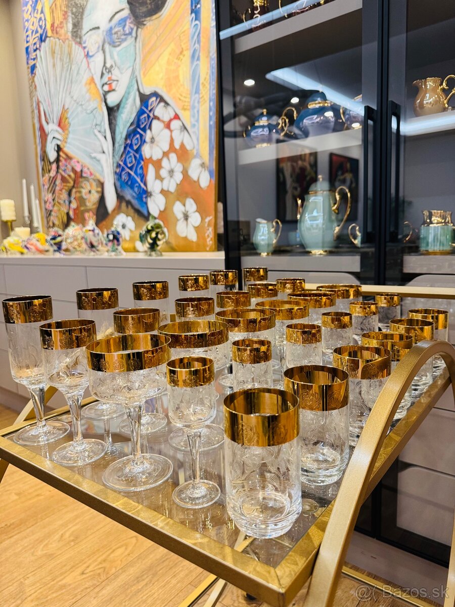 Sada pohárov z krištálového skla LR Czechoslovakia,posielam - 3