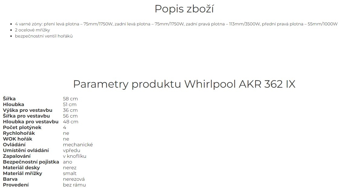 Predám plynovú varnú dosku Whirlpool - 3