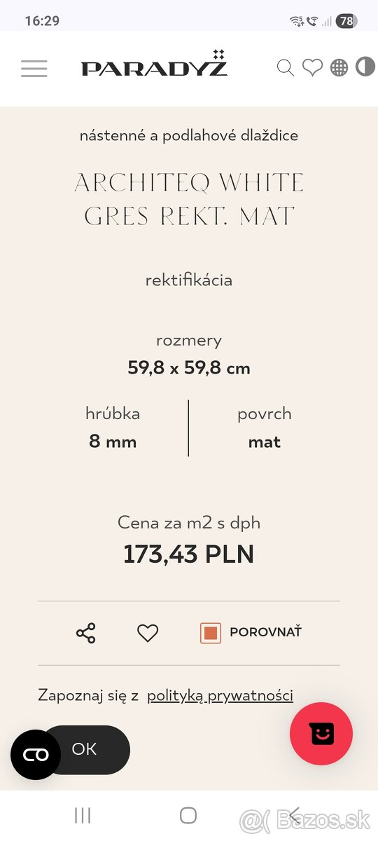 Gresova dlazba zn. PARADYZ - 3