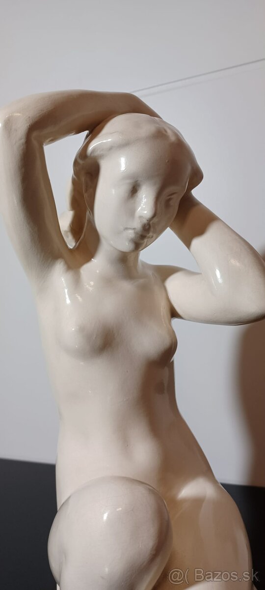 Veľká zberateľská keramická značená socha Akt 60-te roky . - 3