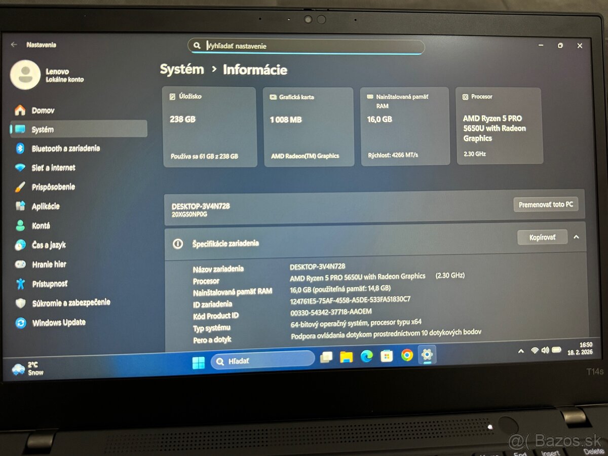 ThinkPad T14s Gen2 – Ryzen 5, 16GB, FHD Touch - 3