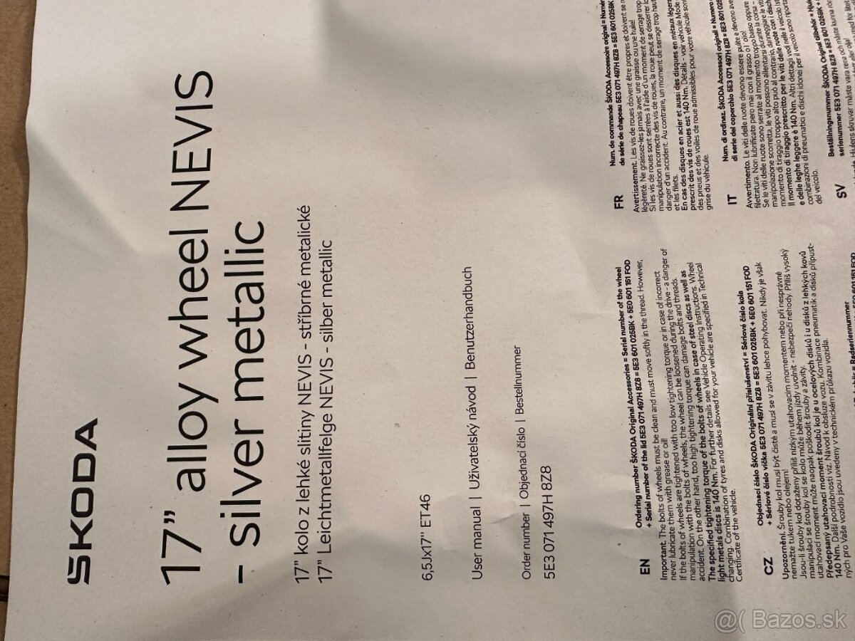 kolesa Škoda NEVIS Octavia IV r17 5E3071497H - 3