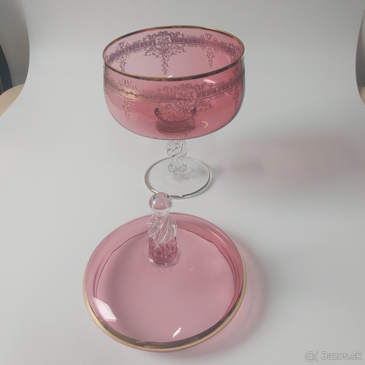 Ruby Royal 6x pohár+bonboniera z ružového skla gravírované - 3