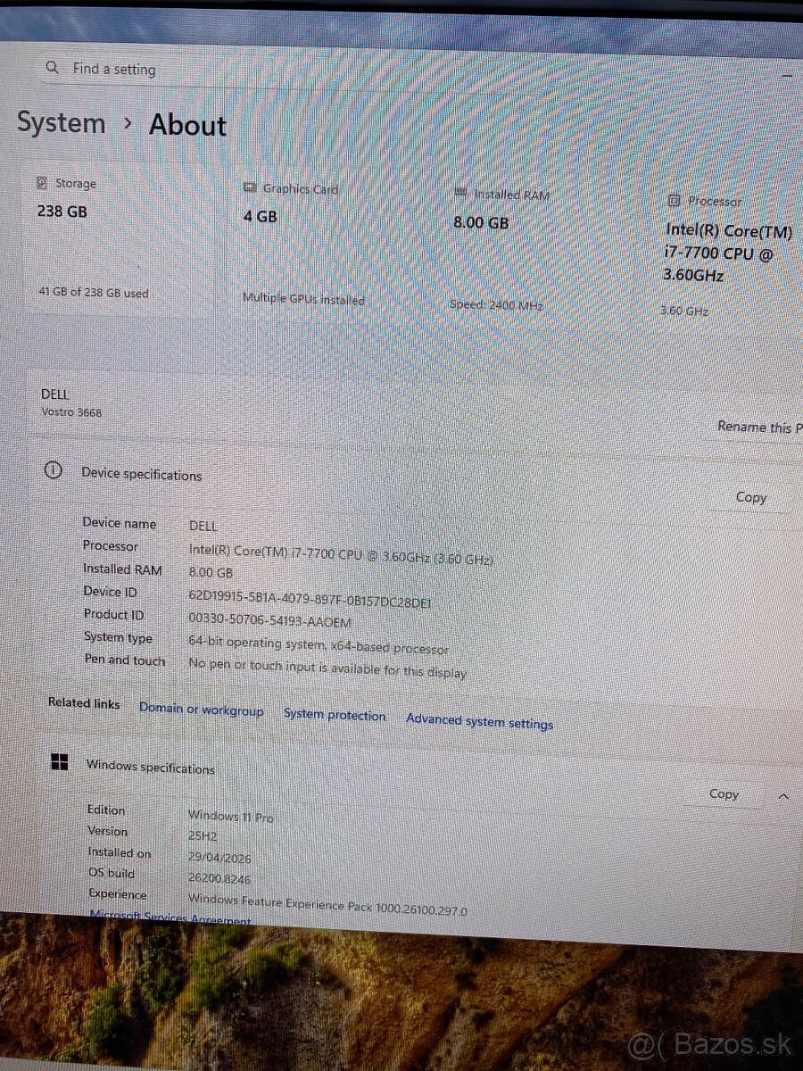 Dell i7 7700 4jadro,8GBDDR4,GTX745,256GBSSD,Wi-Fi - 3