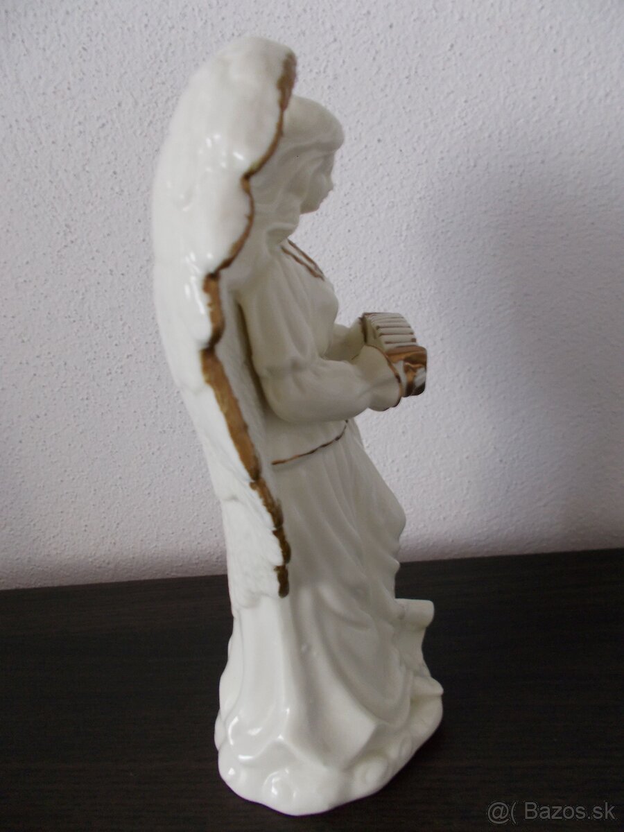Retro porcelánový 24 cm anjel - 3