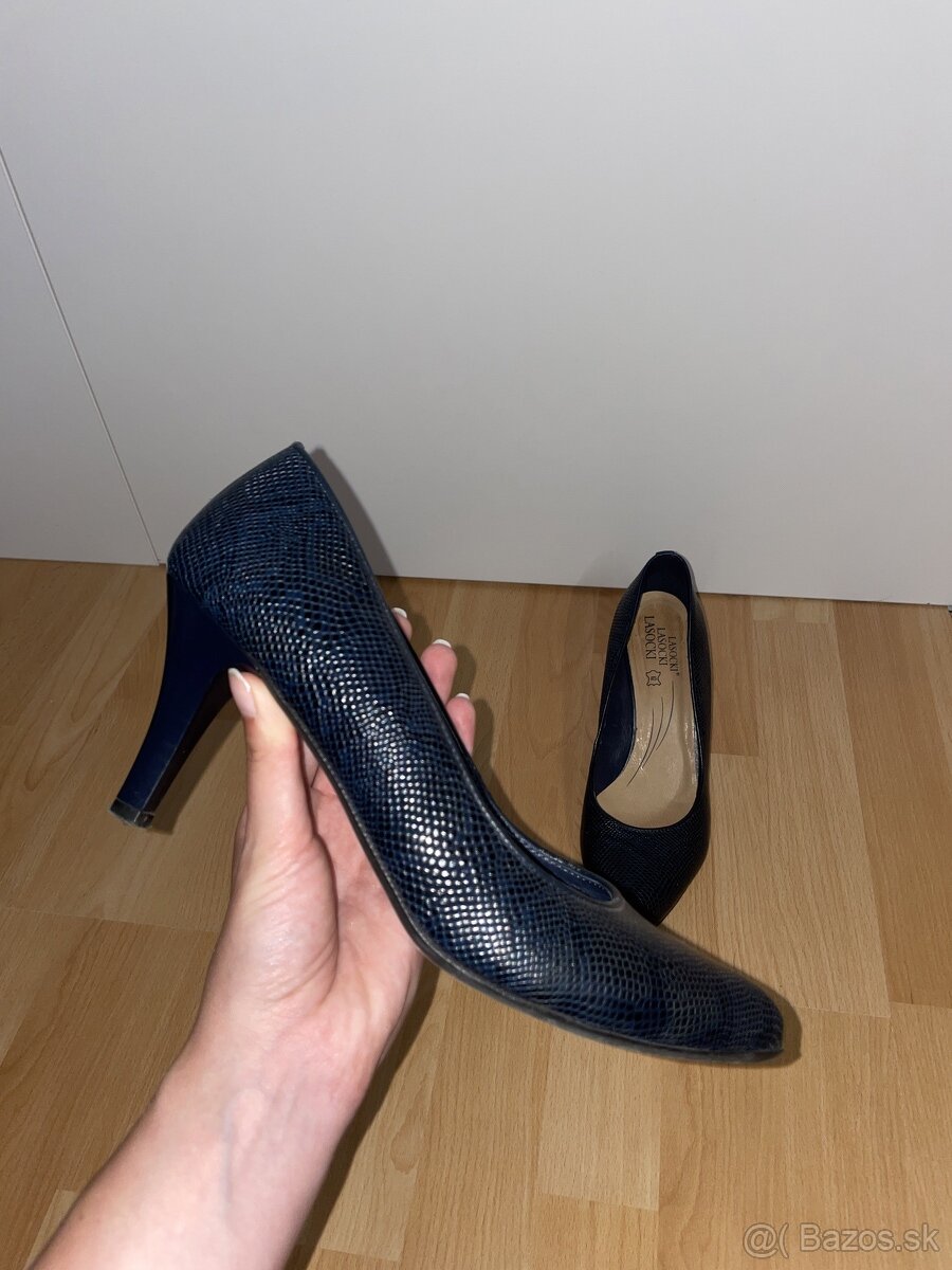 Modré kožené lodičky Lasocki - 3