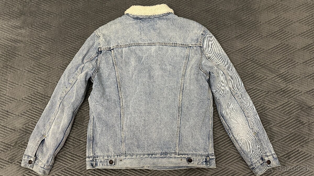 Pánska,džínsová,zateplená bunda LEVIS - veľkosť L - 3