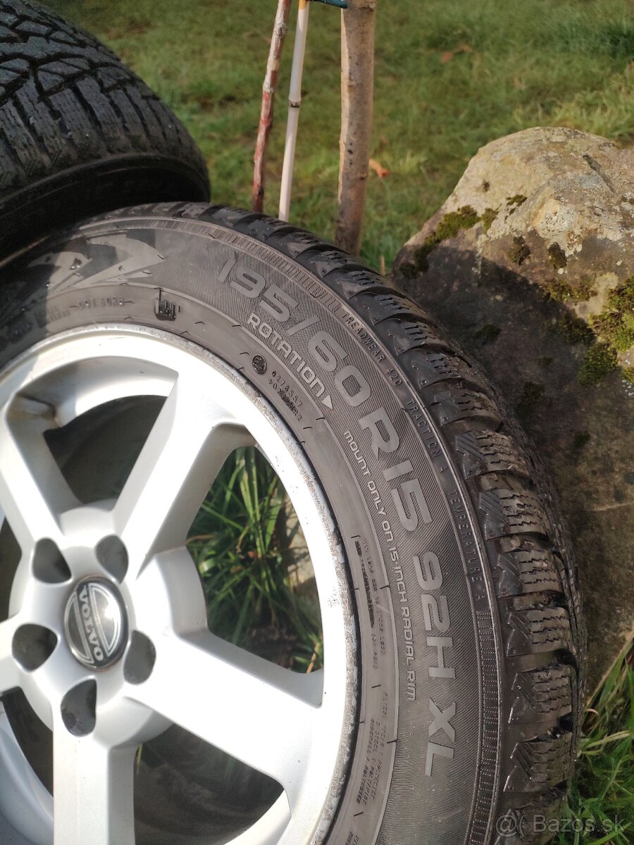 R15 Volvo – alu disky 5×108 + zimné Nokian WR D4 (195/60 R15 - 3