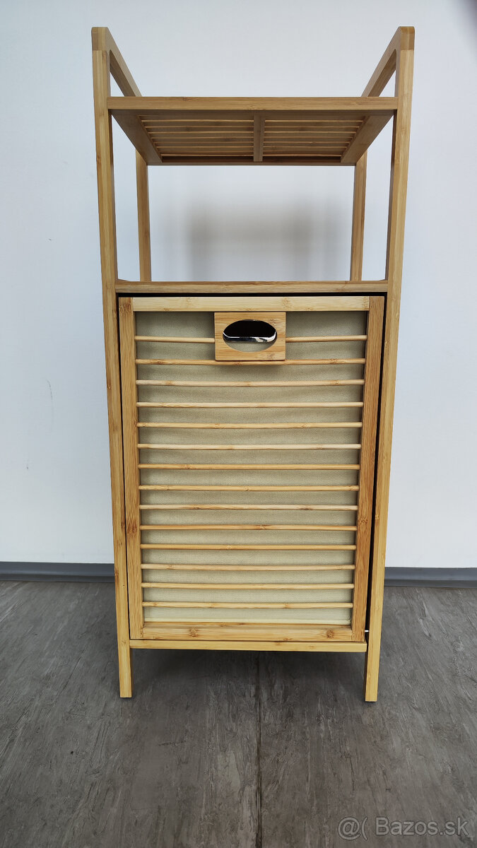 Bambusová polica s košom na prádlo - 3