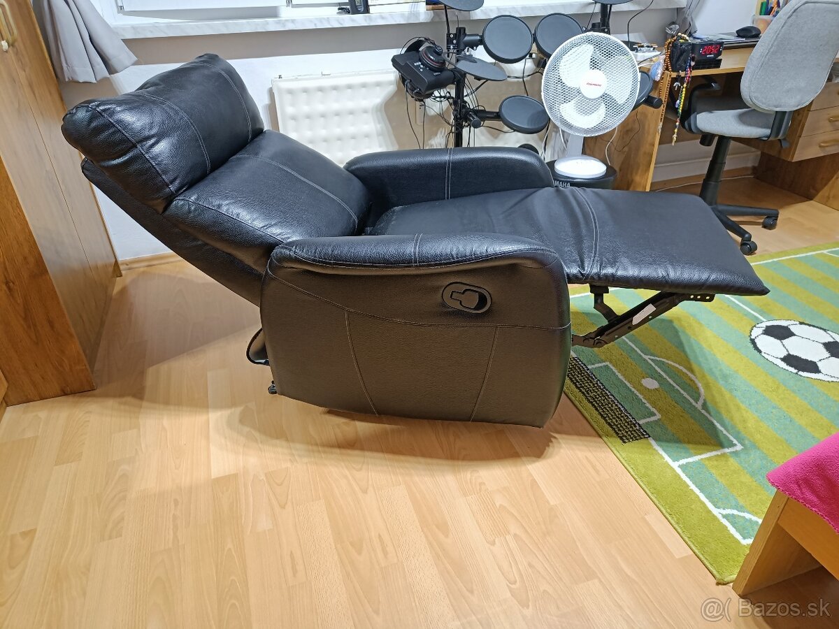 Polohovacie kreslo VEJEN čierna koženka - 3