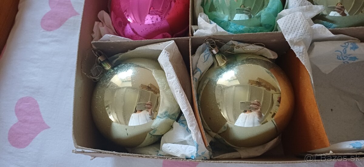 Vianočné ozdoby gule veľké, retro farby - 3