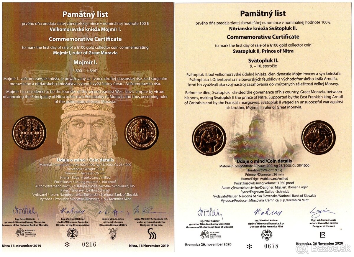Pamätné listy k 100€ minciam - 3