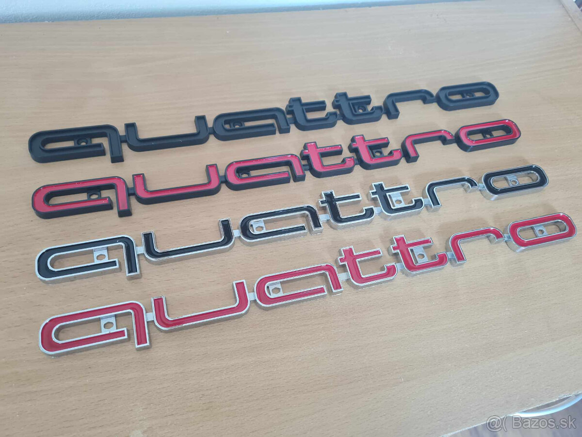 Veľký nápis QUATTRO pre AUDI chrom, čierne, červene - 3