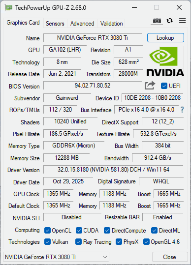 NVIDIA Gainward GeForce RTX 3080TI Phoenix - 3