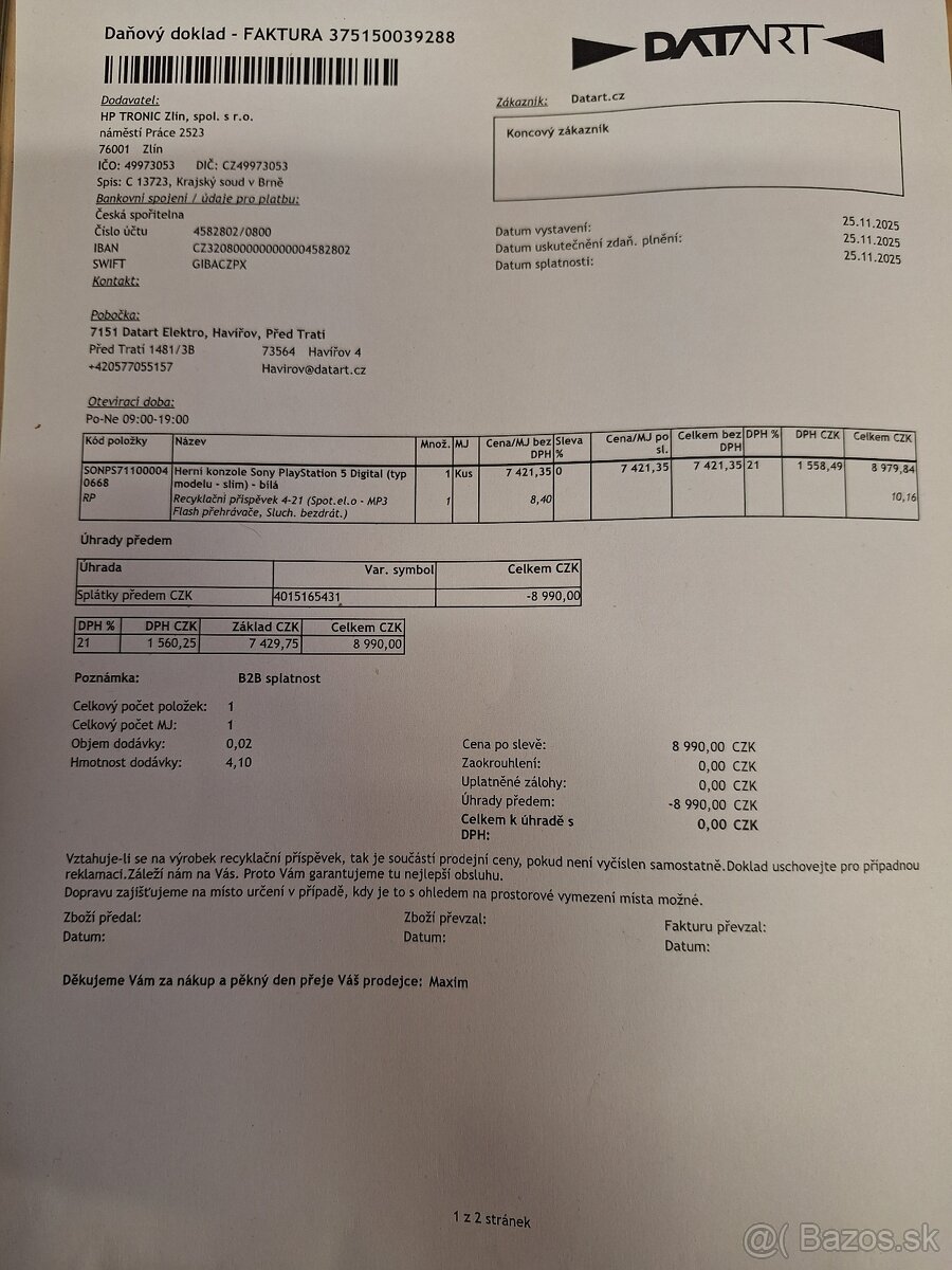 PlayStation 5 Slim Digital, ZÁNOVNÍ, ZÁRUKA - 3