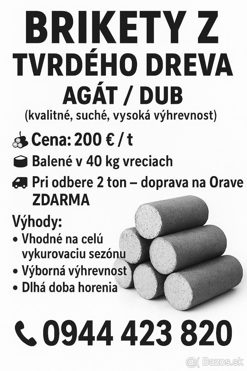 BRIKETY Z TVRDÉHO DREVA – AGÁT / DUB - 3
