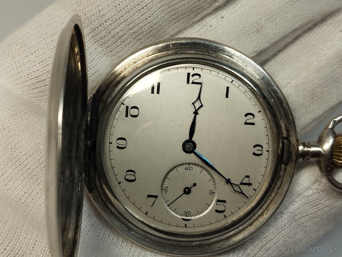 Starožitné pánské tříplášťové celostříbrné kapesní hodinky - 3