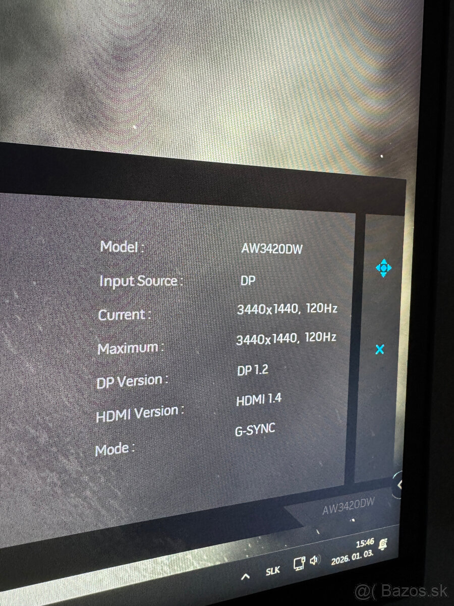 Alienware AW3420DW 34" ultrawide, 3440×1440, 120 Hz, G-SYNC - 3