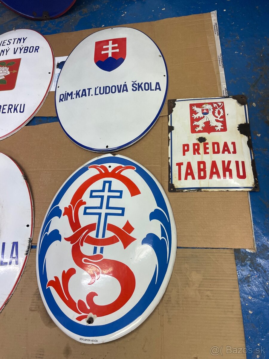 Stara smaltovana plechova cedula tabula 1 CSR Slovensky stat - 3