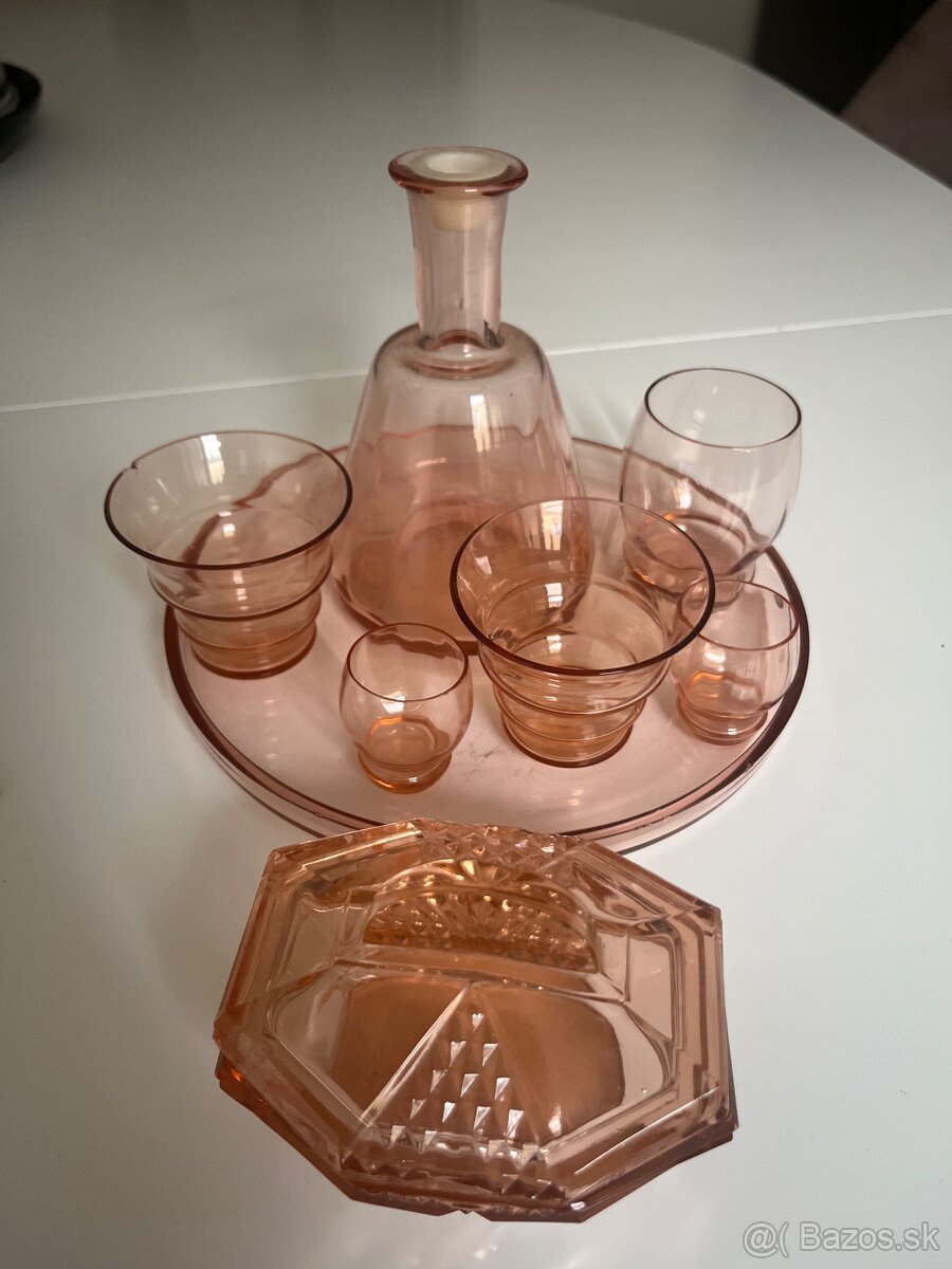 Súprava z ružového skla - 3