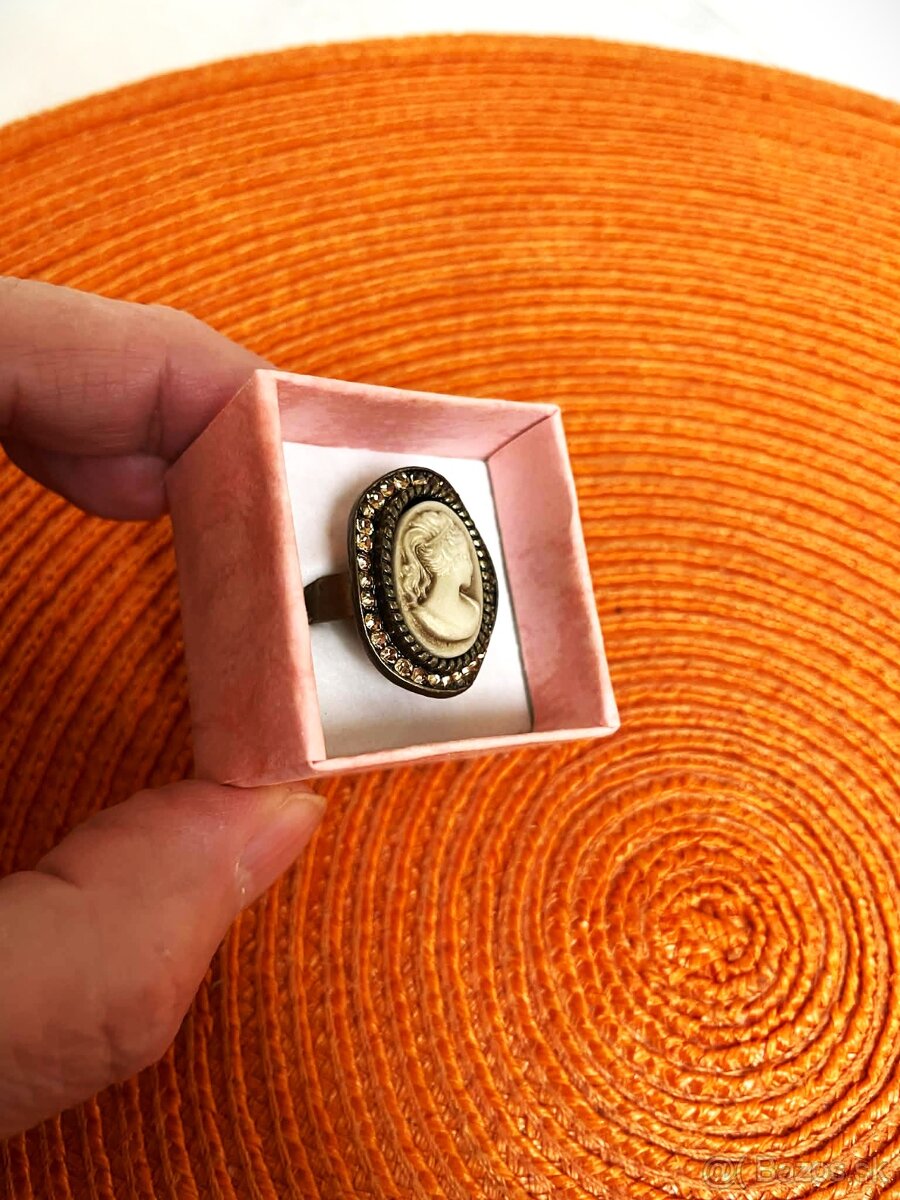 Starožitná kamej súprava náušnice a prsteň - 3