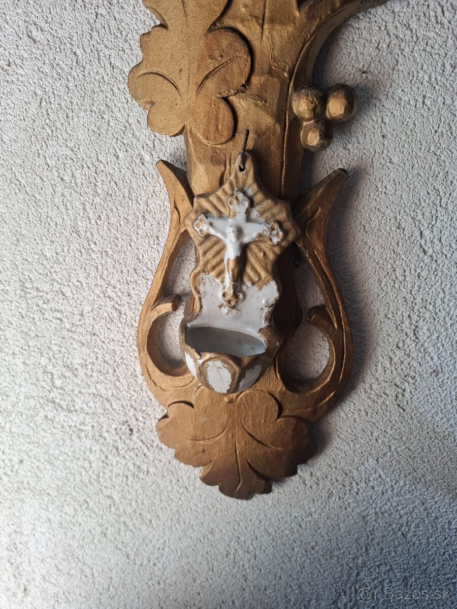 Predám starožitný kríž drevorezba porcelán - 3