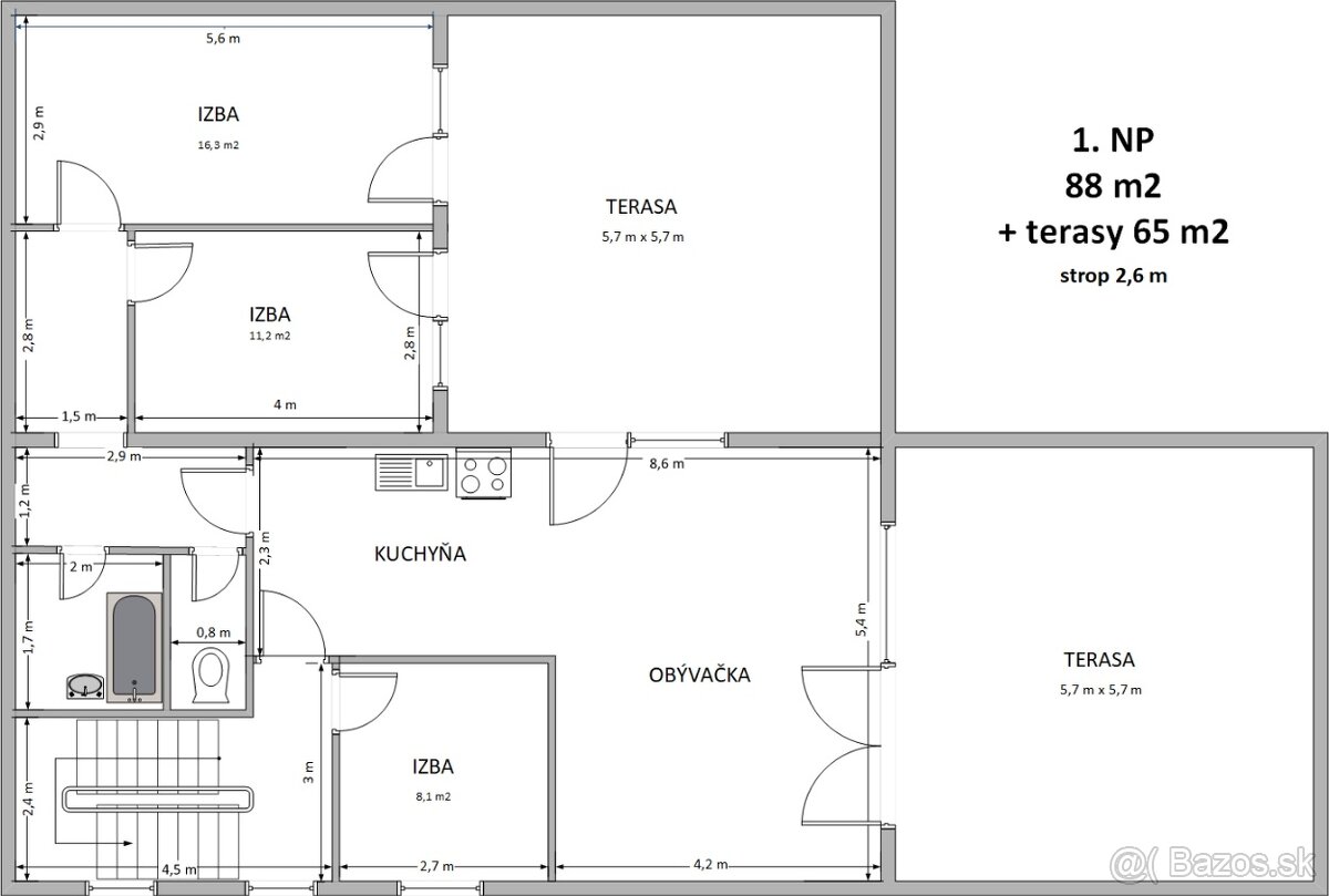 6 izb. dvoj podlažný byt s 2 terasami - 3