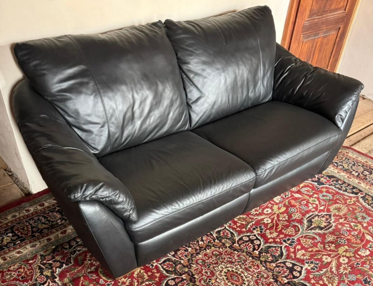 Černá kožená sedačka,5843 - 3