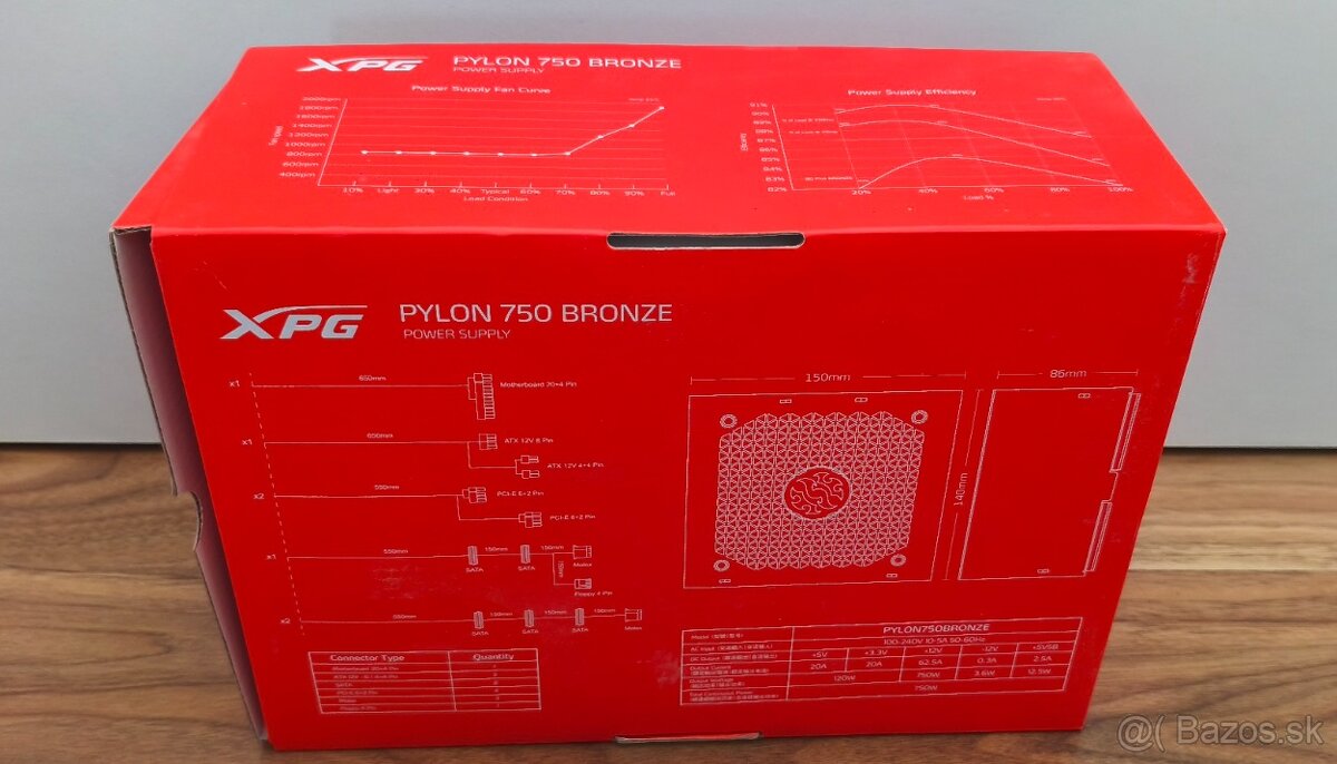 XPG PYLON 750, počítačový zdroj,750W, 80 Plus Bronze, nový - 3