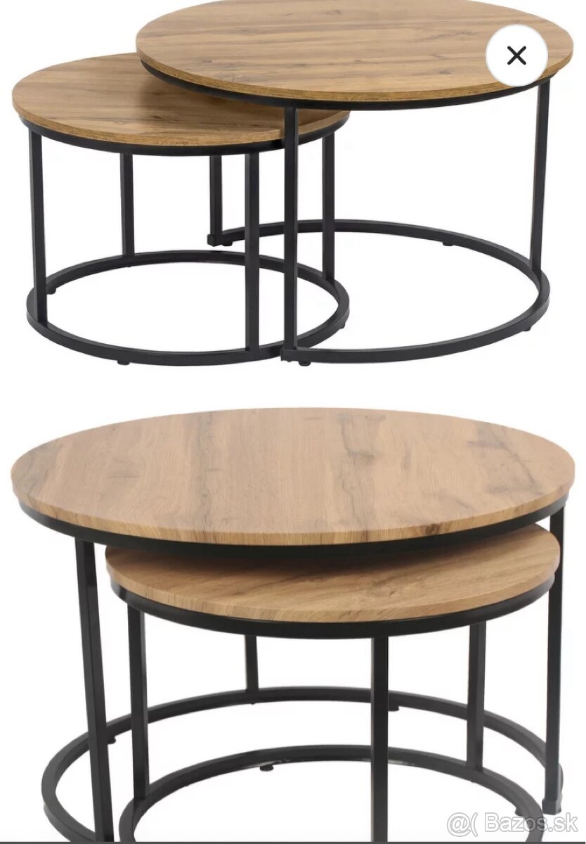 PRÍRUČNÝ STOLÍK DUO, prírodná farba, čierna, 53-43/45-35 cm - 3