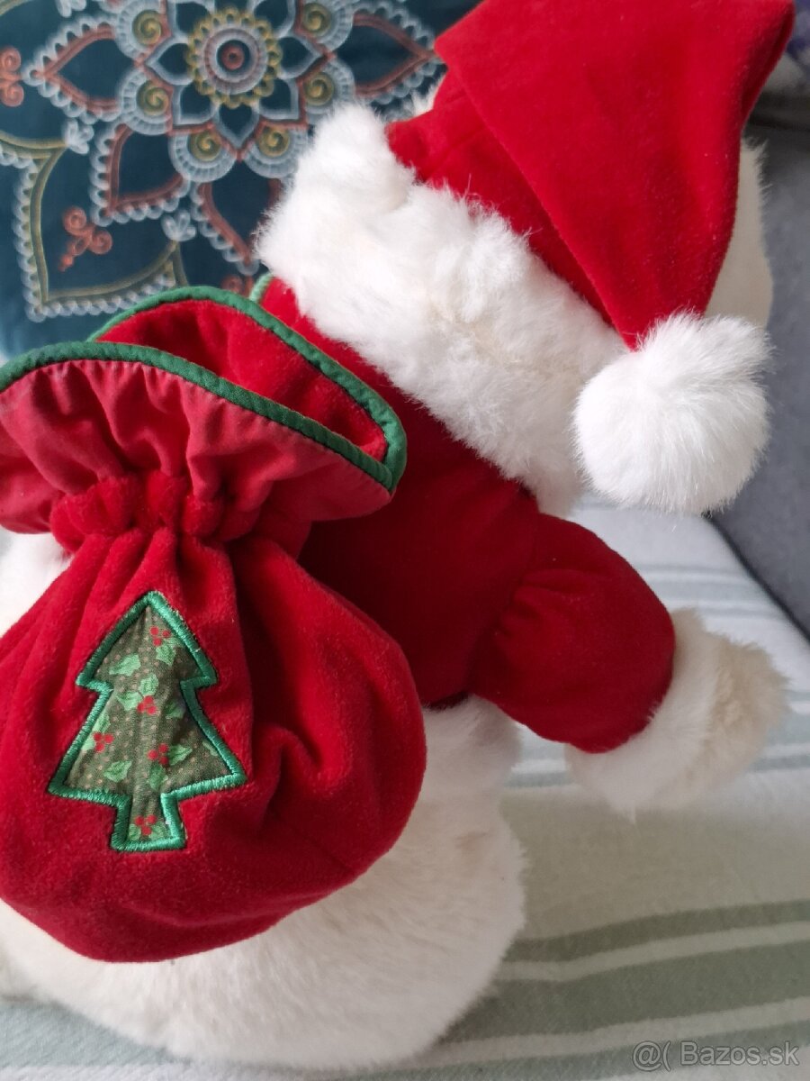 Plyšový medveď s batohom,vianočný - 3