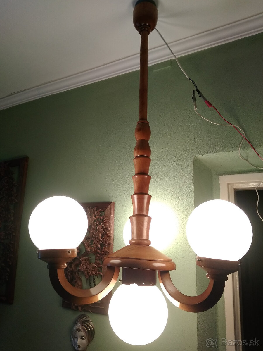 Drevený luster Art deco - 3