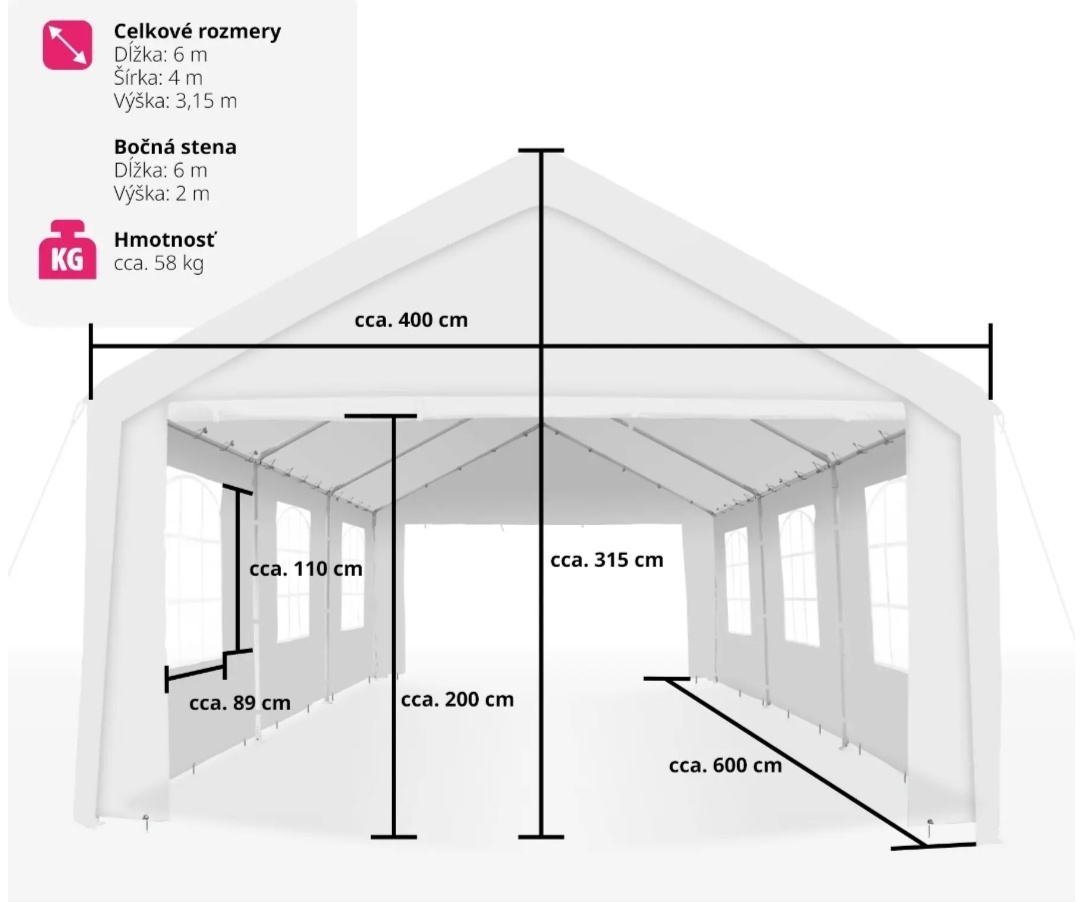 Prenájom párty stanu 6 x 4 - 3